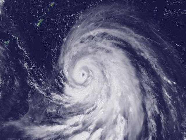 Photo of typhoon taken from satellite.